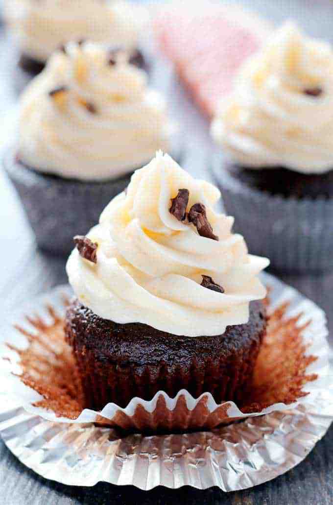 Grapefruit curd and grapefruit buttercream frosting are delicious when enjoyed with your favorite chocolate cupcake recipe. They are the perfect way to enjoy winter citrus! | honeyandbirch.com