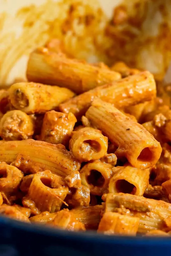 close up photo of taco pasta recipe