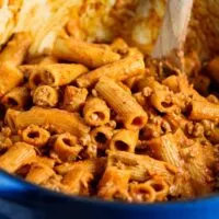 taco pasta in a blue pot