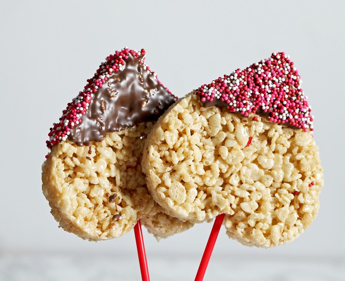 Heart Shaped Rice Krispie Pops » The Thirsty Feast by honey and birch
