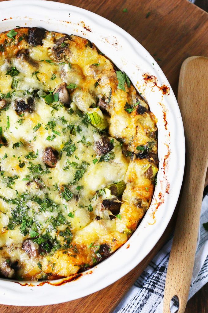 asparagus egg bake in a casserole dish