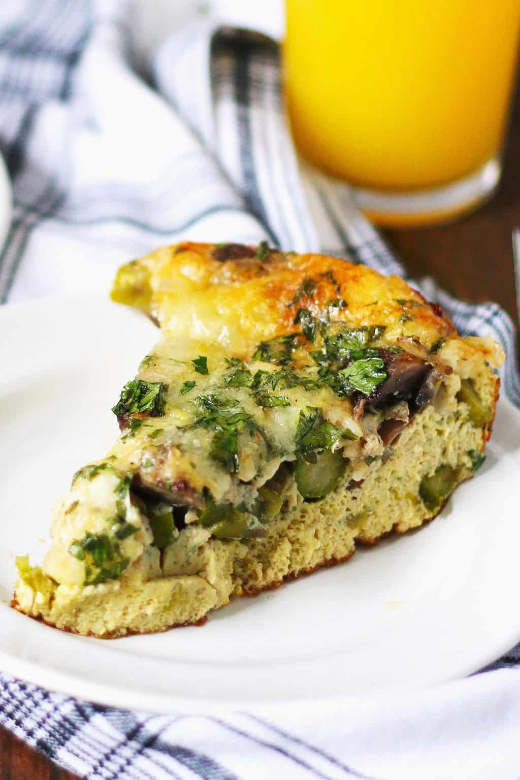 Easy Asparagus Egg Bake with Mushroom and Swiss Cheese