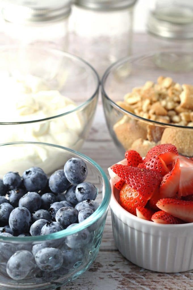 red white and blue cheesecake parfait ingredients