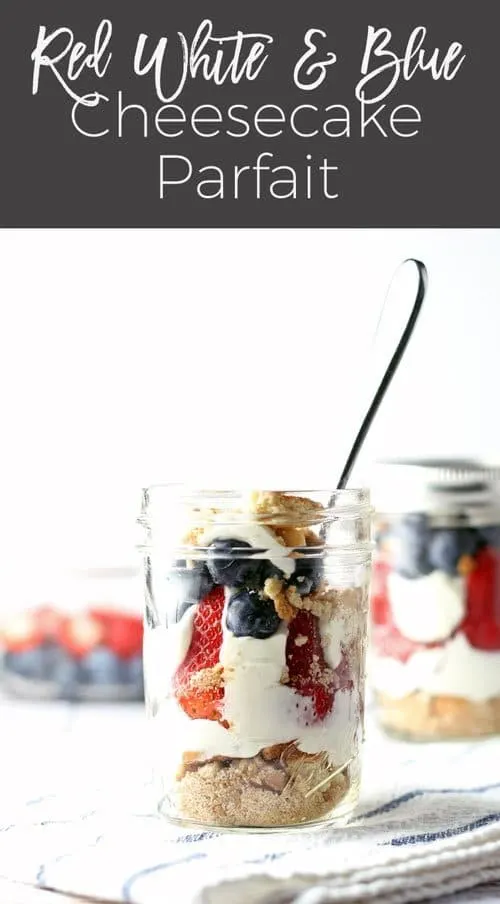 red white and blue cheesecake parfait recipe pin