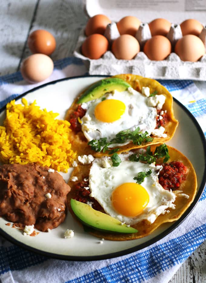 easy huevos rancheros on a white plate