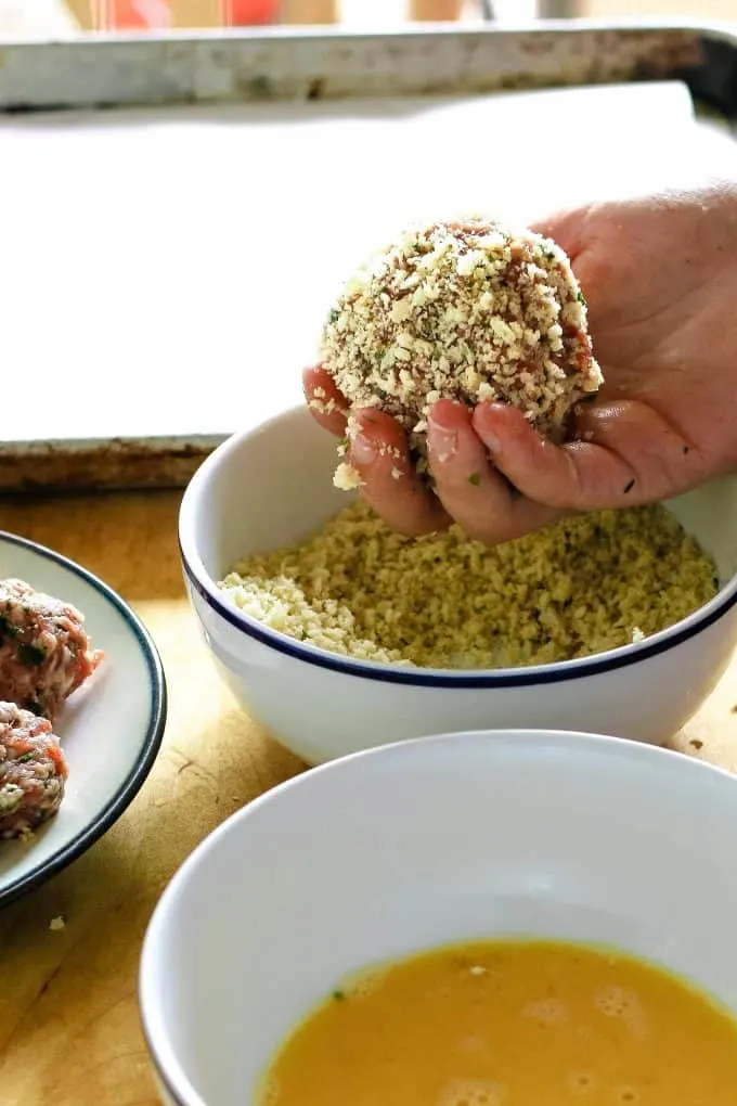 scotch egg rolled in bread crumbs