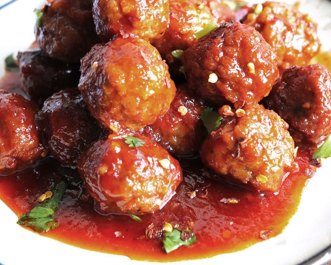 Slow Cooker Sweet and Spicy Meatballs » Honey and Birch