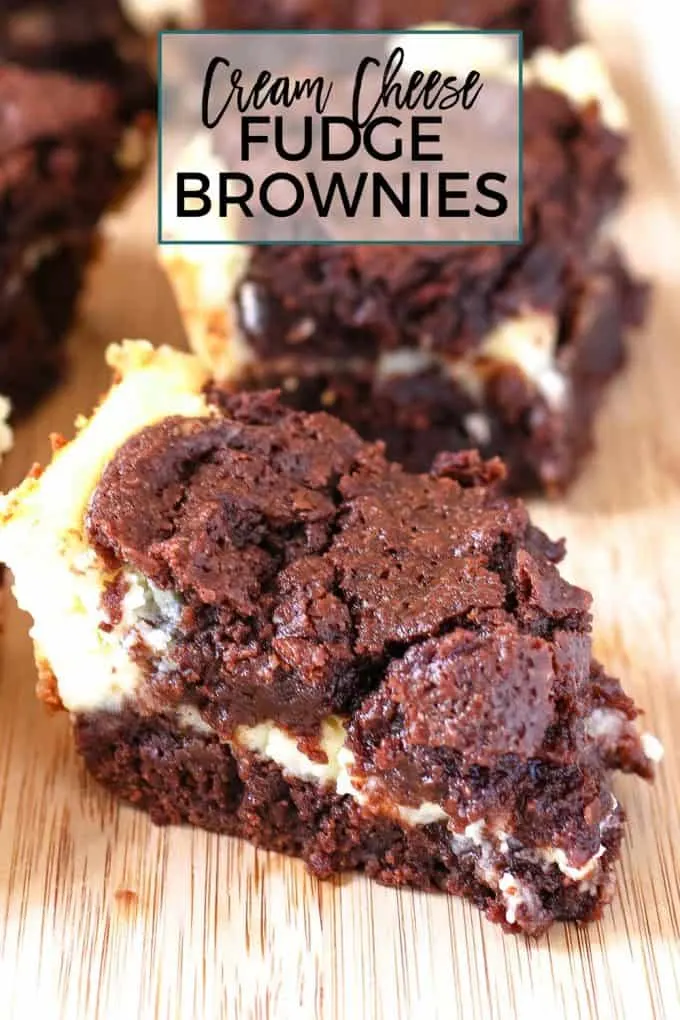 cream cheese fudge brownie recipe pinterest image