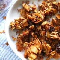 Apple cinnamon raisin granola is the perfect homemade snack or breakfast! It's super easy to make and delicious! | honeyandbirch.com