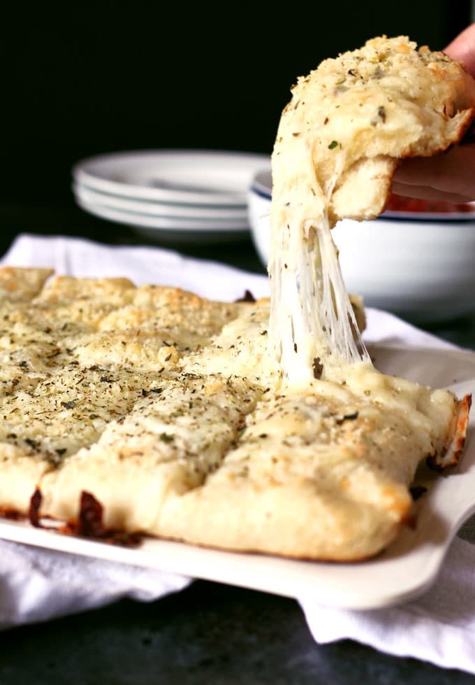 Chicago-Style deep dish breadsticks and super cheese pull