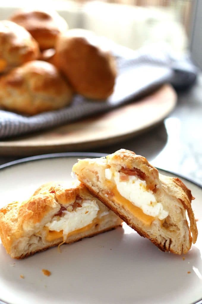 Egg White Bacon Cheese Stuffed Biscuits » The Thirsty Feast by honey