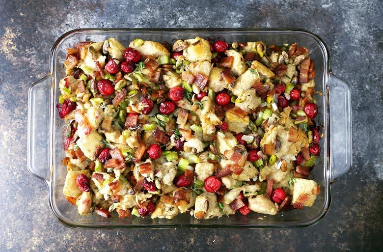 Homemade bacon cranberry pistachio dressing photo