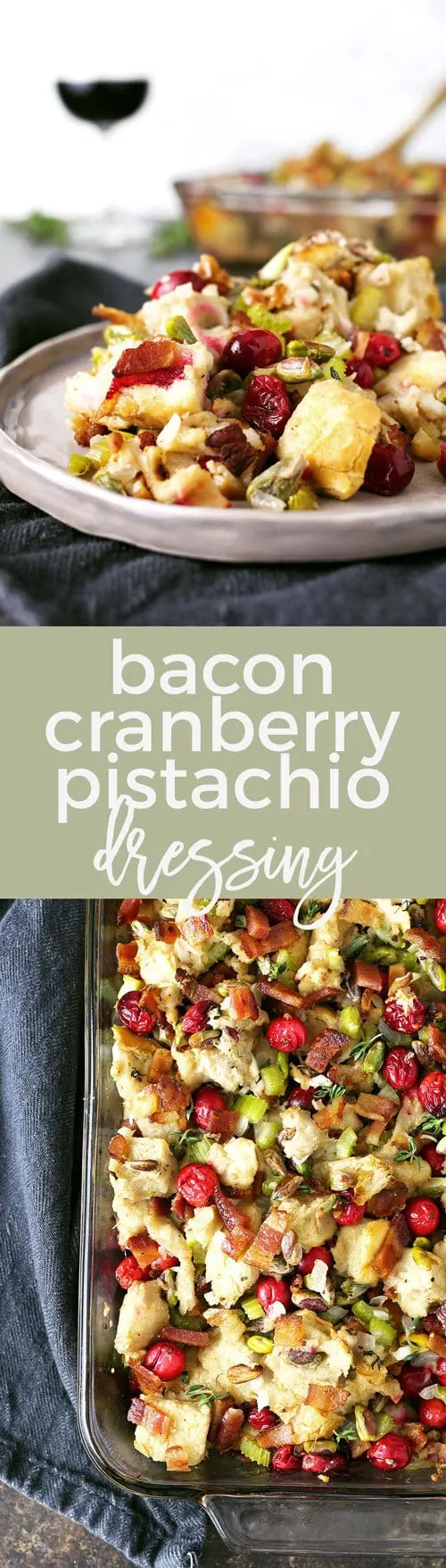 Homemade bacon cranberry pistachio dressing pin