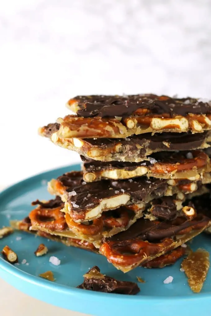 Salted caramel chocolate pretzel bark photo