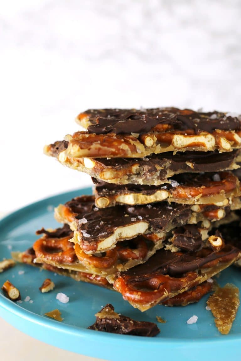 Salted Caramel Chocolate Pretzel Bark » The Thirsty Feast by honey and
