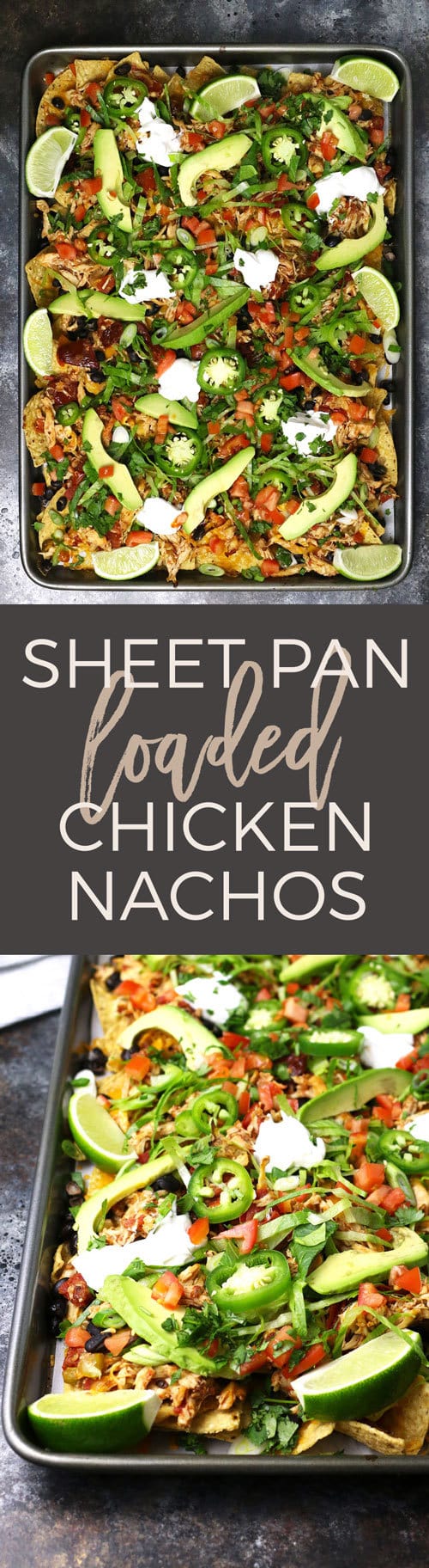 sheet pan loaded chicken nachos pinterest image