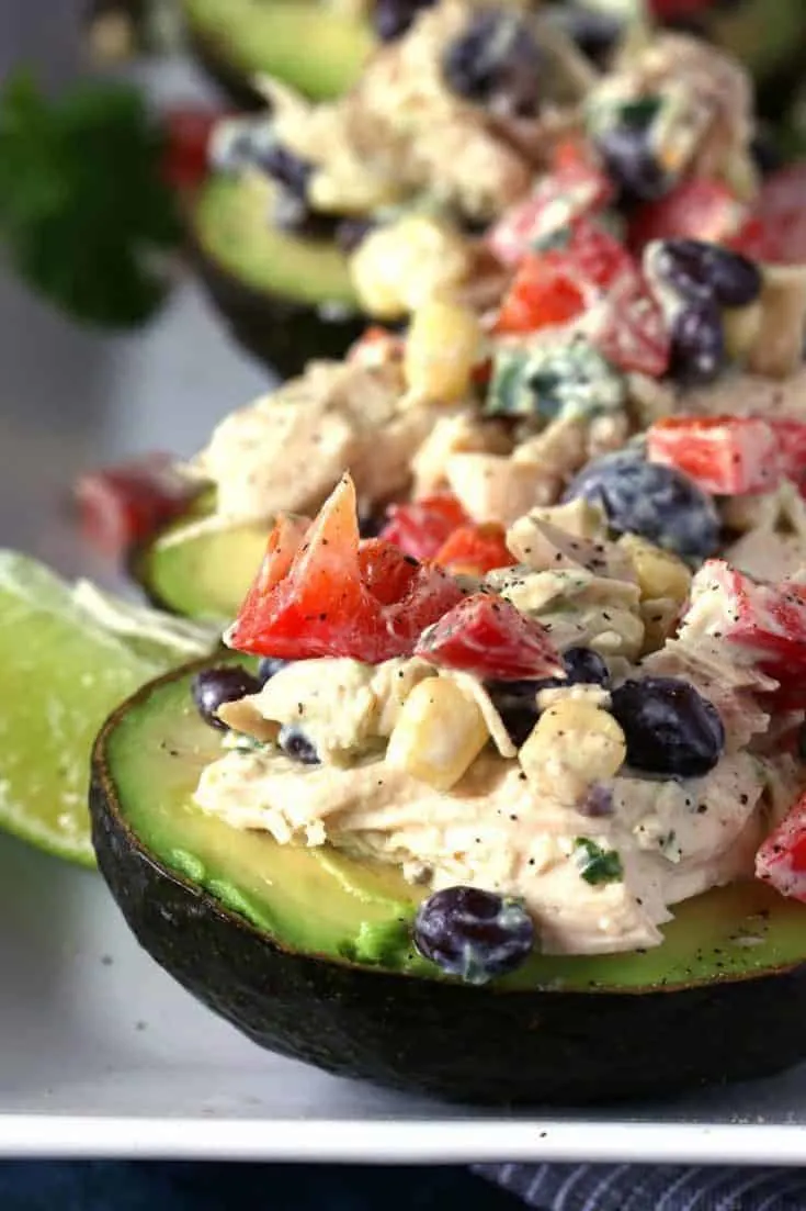 Southwest Chicken Salad Stuffed Avocado » The Thirsty Feast by honey ...