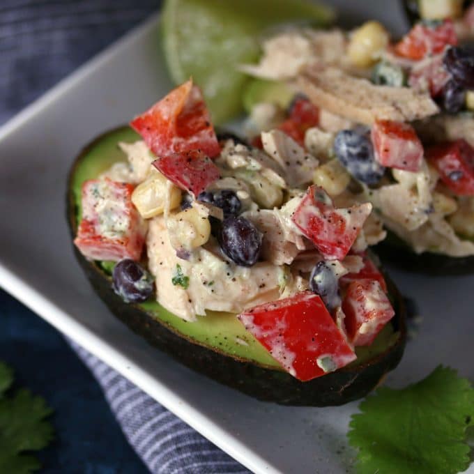 southwest chicken salad stuffed avocado photo