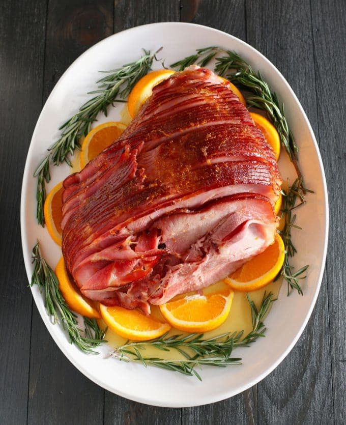 overhead picture of orange honey ham