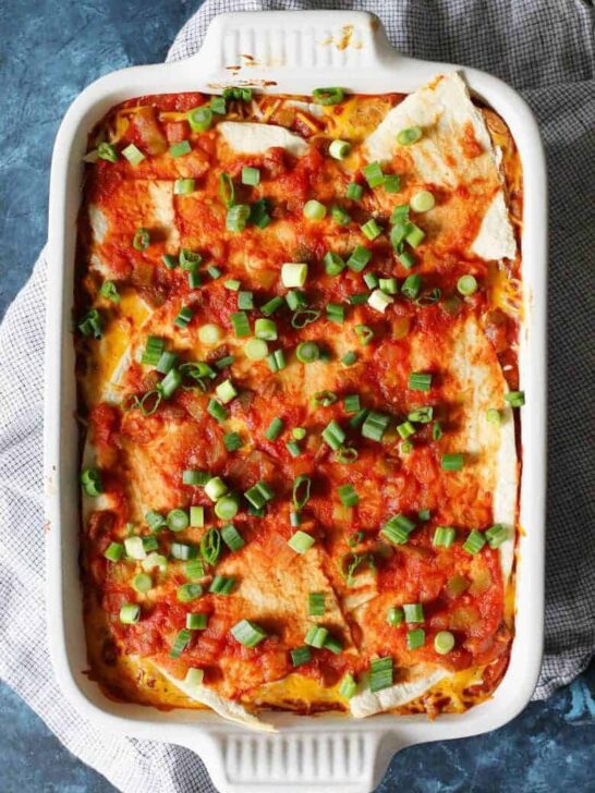 Cooked bean burrito casserole