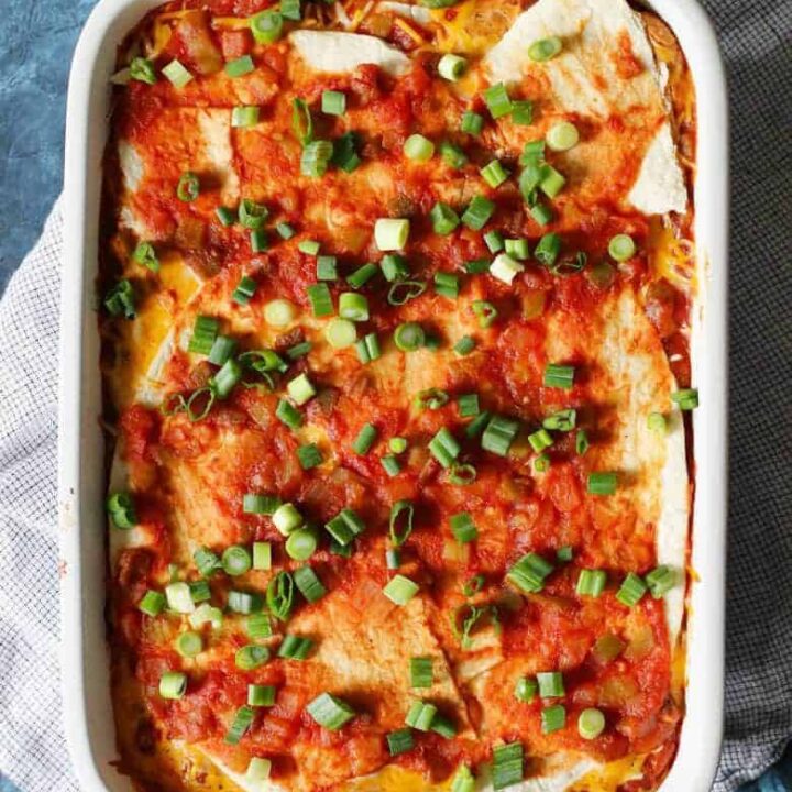 Cooked bean burrito casserole