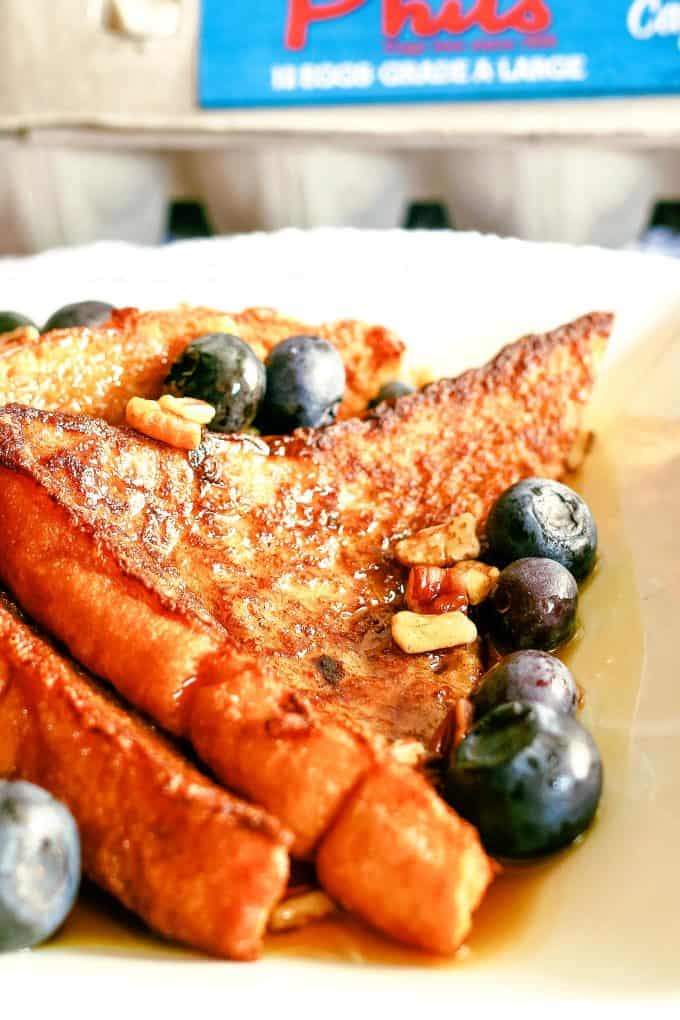 up close photo of a slice of cinnamon French toast