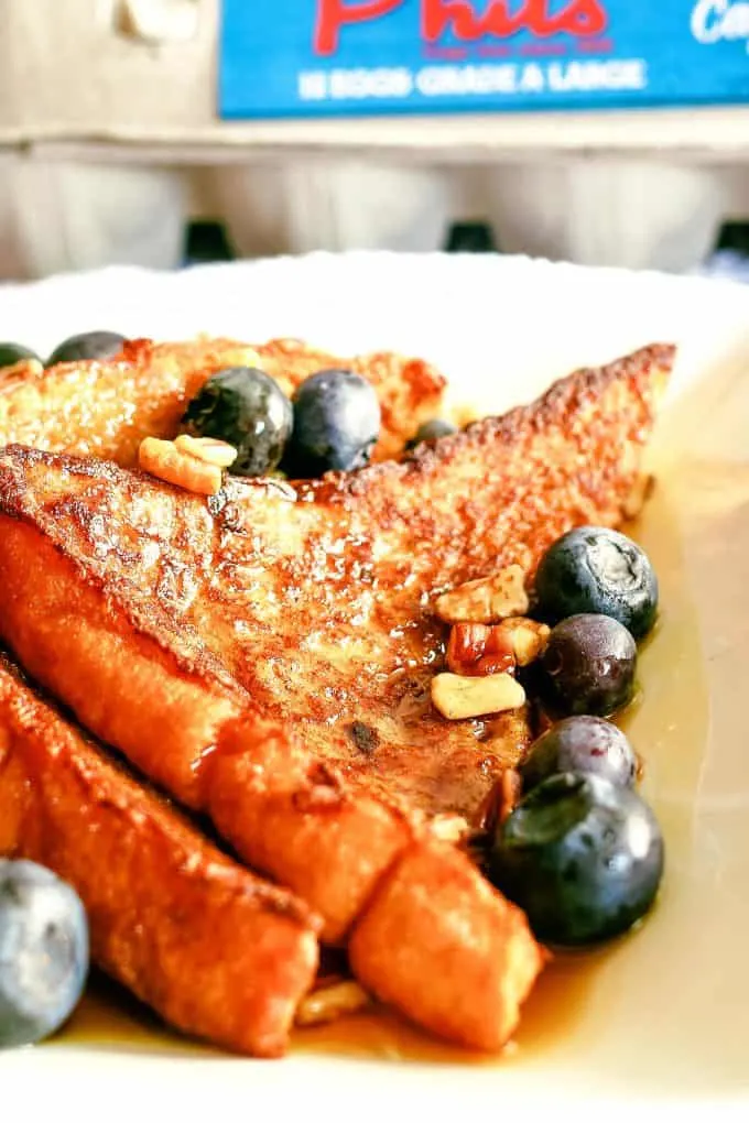 up close photo of a slice of cinnamon French toast