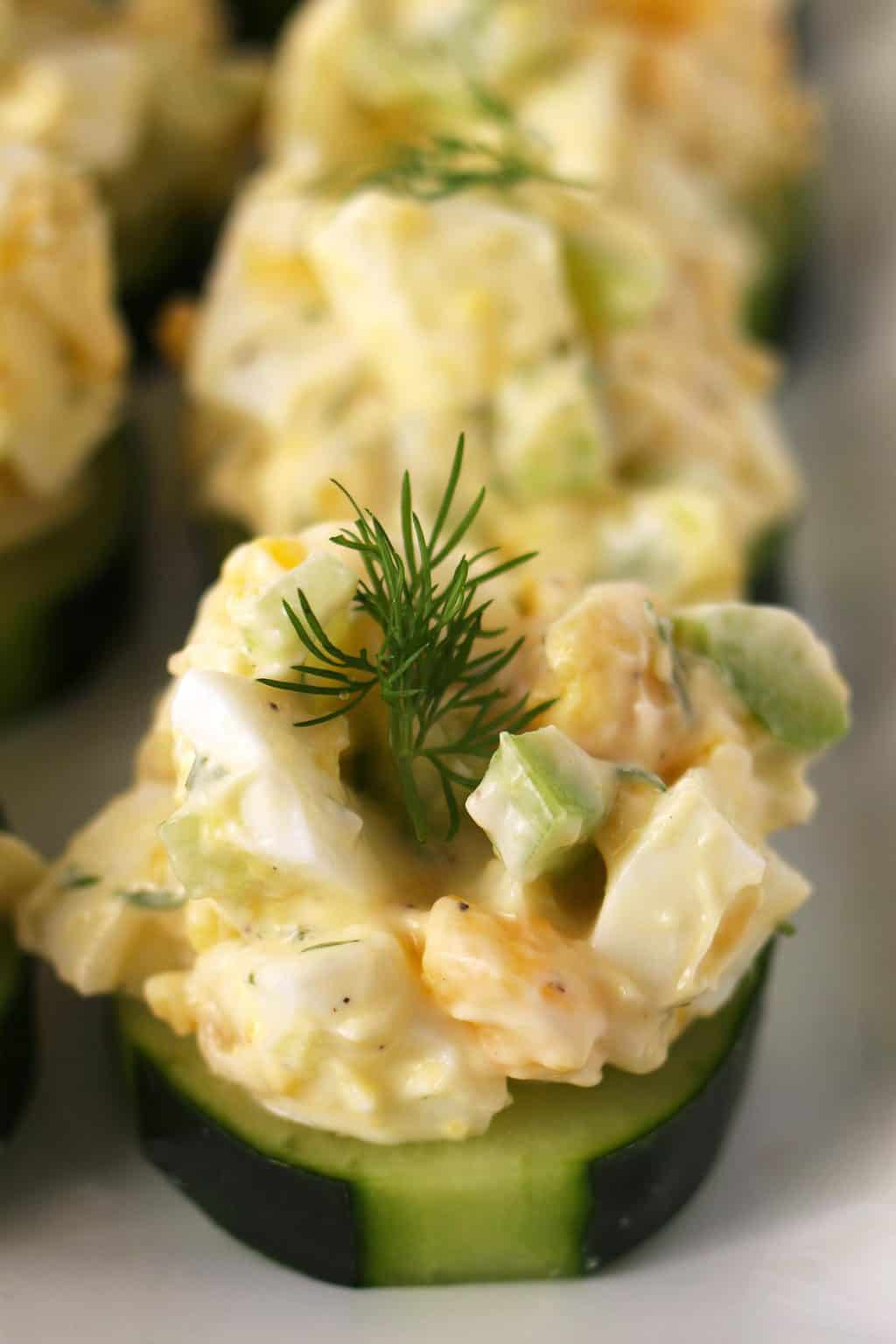 Egg Salad Cucumber Canapé Vegetarian Appetizer » Honey and Birch