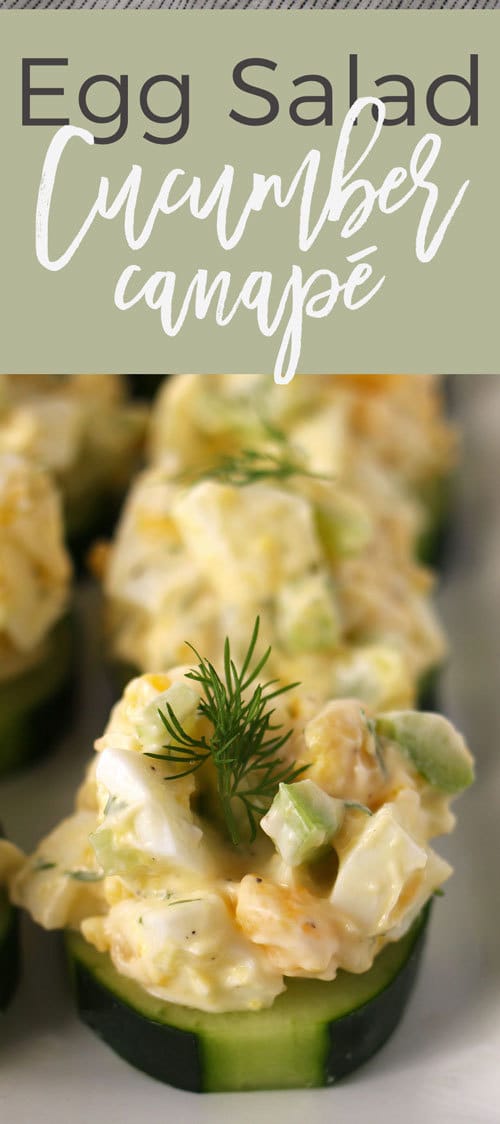 This egg salad cucumber canapé recipe is perfect appetizer for Easter and Mother's Day brunches. It is gluten-free and dairy-free and can be made in just 10 minutes.