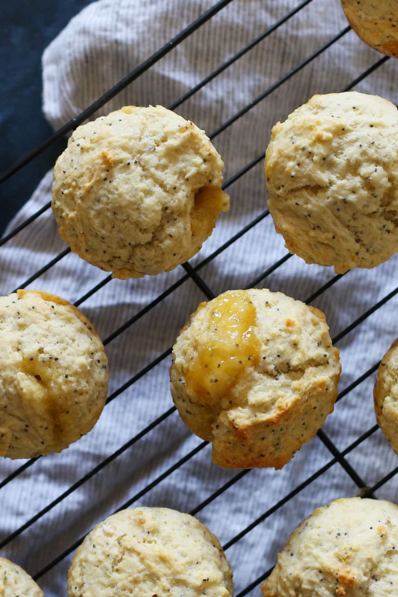 Lemon poppy seed muffins with a twist! These easy muffins are filled with lemon curd and are perfect for every day breakfasts or a fancy brunch menu.