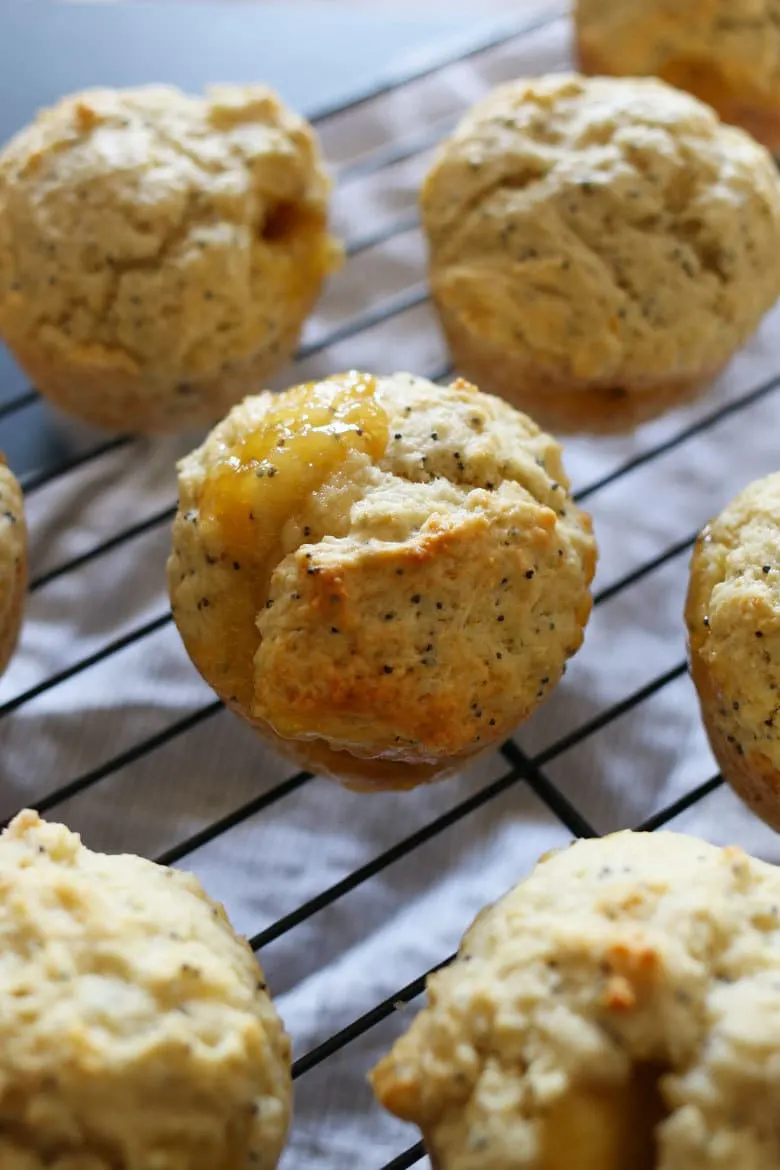 Lemon poppy seed muffins with a twist! These easy muffins are filled with lemon curd and are perfect for every day breakfasts or a fancy brunch menu.