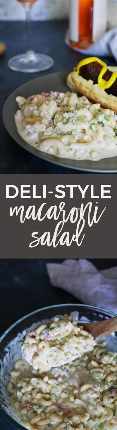 This deli style macaroni salad is perfect for backyard BBQs and holiday celebrations like Memorial Day, Labor Day and the Fourth of July!