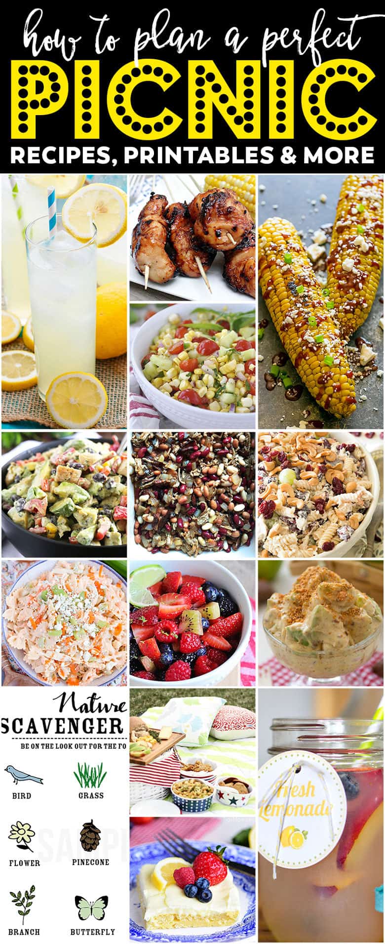 The perfect picnic meal plan - delicious recipes, easy printable, food bars and more! All you need is perfect weather and you're set.