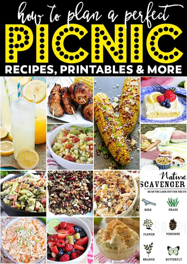 The perfect picnic meal plan - delicious recipes, easy printable, food bars and more! All you need is perfect weather and you're set.