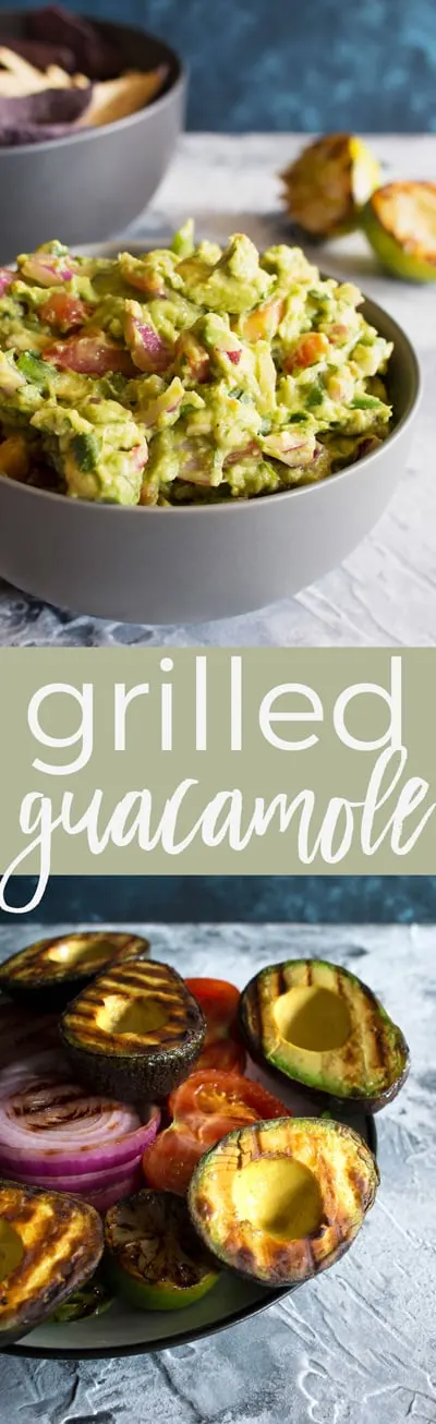 This grilled guacamole recipe is going to be your new favorite summer dip. Grilling all of the vegetables gives the guacamole a smoky and unforgettable taste.