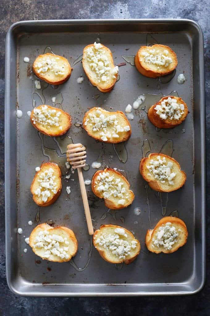 Best Honey Recipes: Easy Honey Blue Cheese Crostini