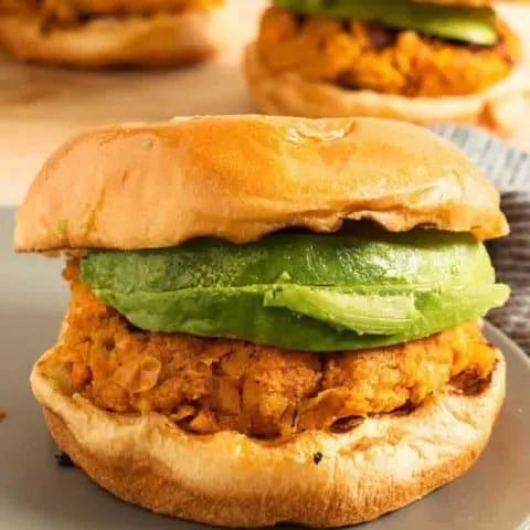 These Vegan Sweet Potato Garbanzo Bean Burgers are easy to make and great for summer parties. Or use a grill pan and make them year-round!