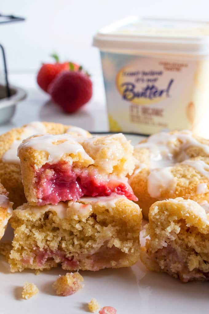 Enjoy the taste of spring year-round with this recipe for Gluten-Free Strawberry Muffins using frozen strawberries!