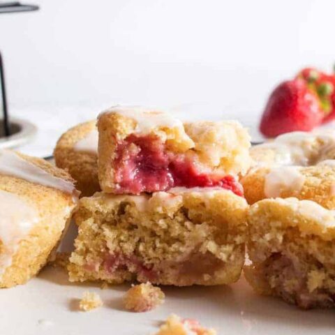 Enjoy the taste of spring year-round with this recipe for Gluten Free Strawberry Muffins using frozen strawberries!