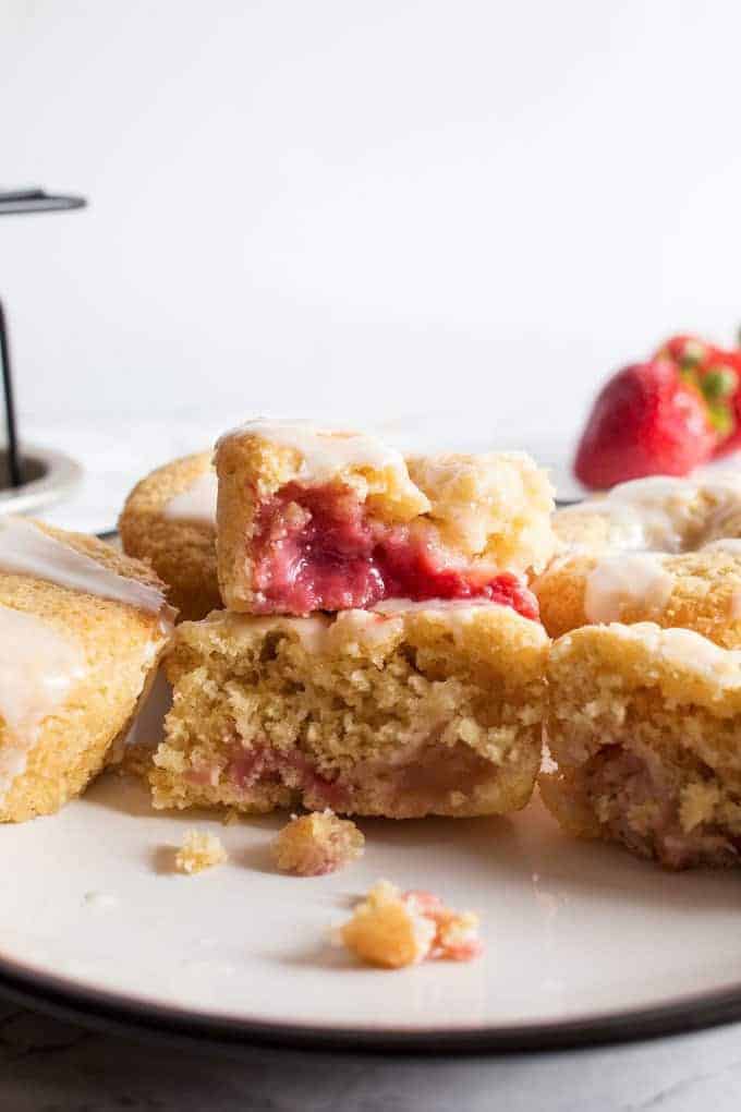 Enjoy the taste of spring year-round with this recipe for Gluten-Free Strawberry Muffins using frozen strawberries!