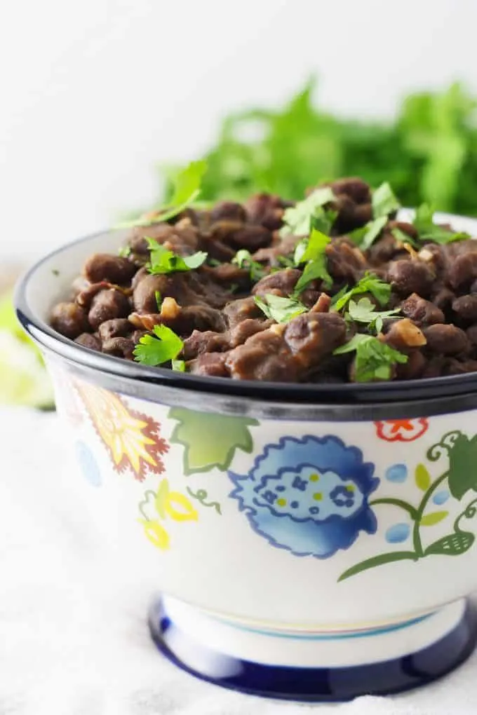 seasoned black beans with cilantro