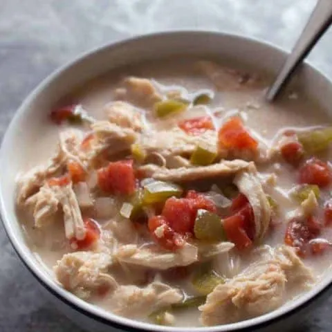This Chicken Fajita Soup is made in the slow cooker; perfect for busy families and cool nights!