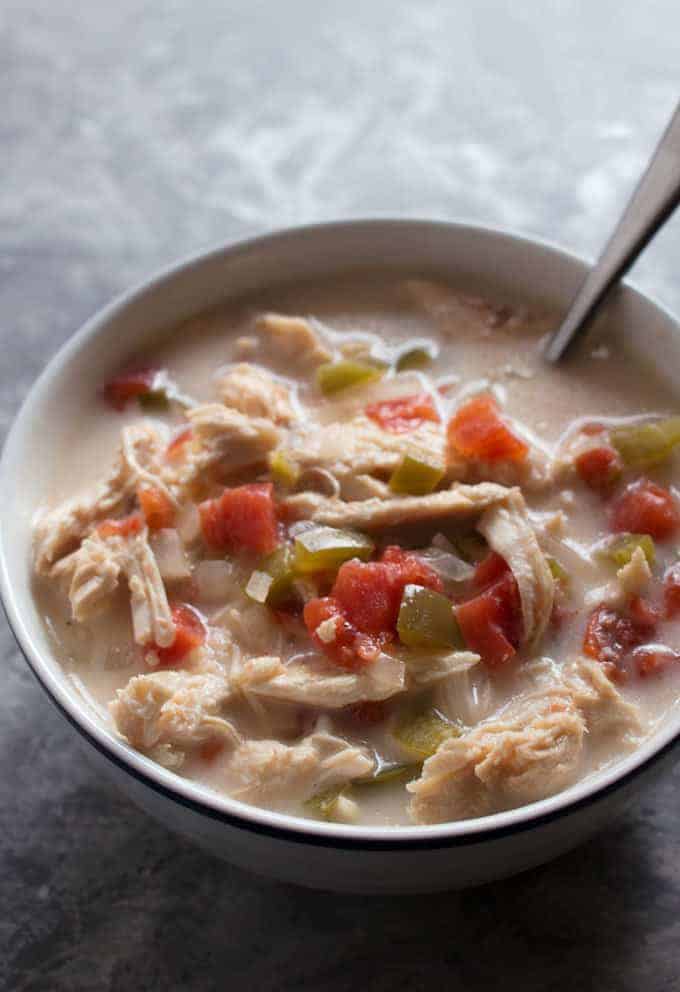 This Chicken Fajita Soup is made in the slow cooker; perfect for busy families and cool nights!