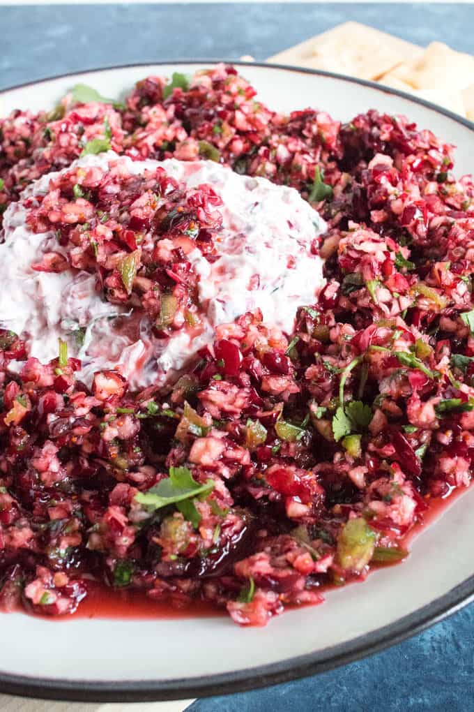 Cranberry Jalapeño Cream Cheese Appetizer » The Thirsty Feast by honey