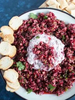 This cranberry jalapeño cream cheese appetizer is the perfect easy addition to your Thanksgiving table! It's no-cook and can be ready in 10 minutes.