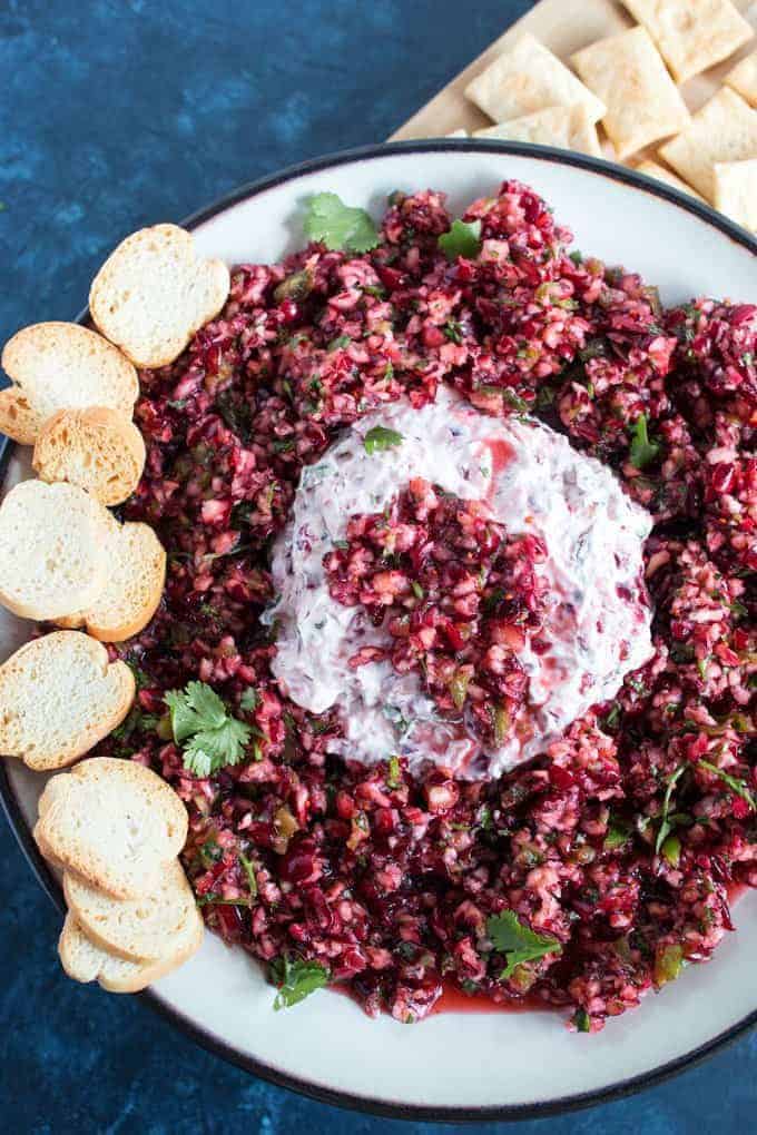 This cranberry jalapeño cream cheese appetizer is the perfect easy addition to your Thanksgiving table! It's no-cook and can be ready in 10 minutes.