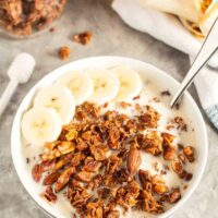 This make-ahead honey nut granola is the perfect easy breakfast! Mix up a batch and then eat it with milk or as a parfait.