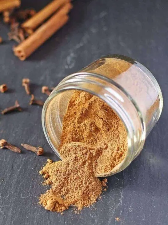 pumpkin pie spice mix in an open ball jar