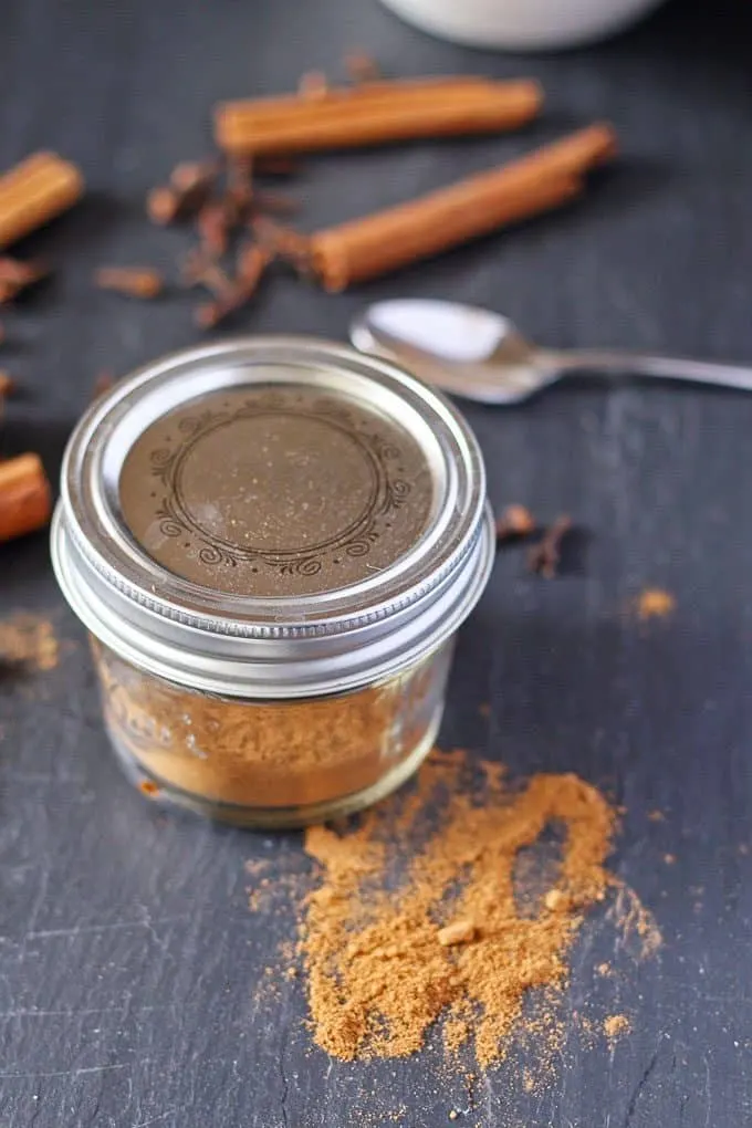 pumpkin pie spice mix in a closed ball jar