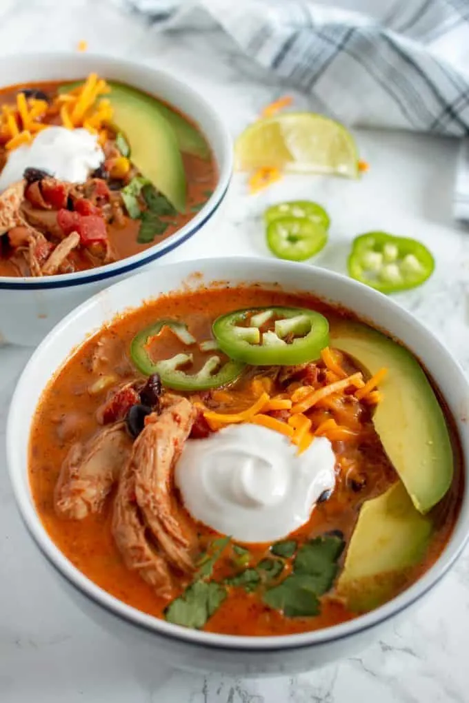 chicken taco soup with avocado